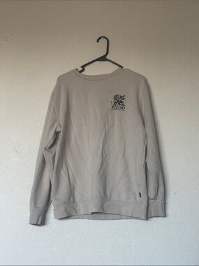 Vans Men's Crewneck Sweatshirt in Beige with Small Chest Logo